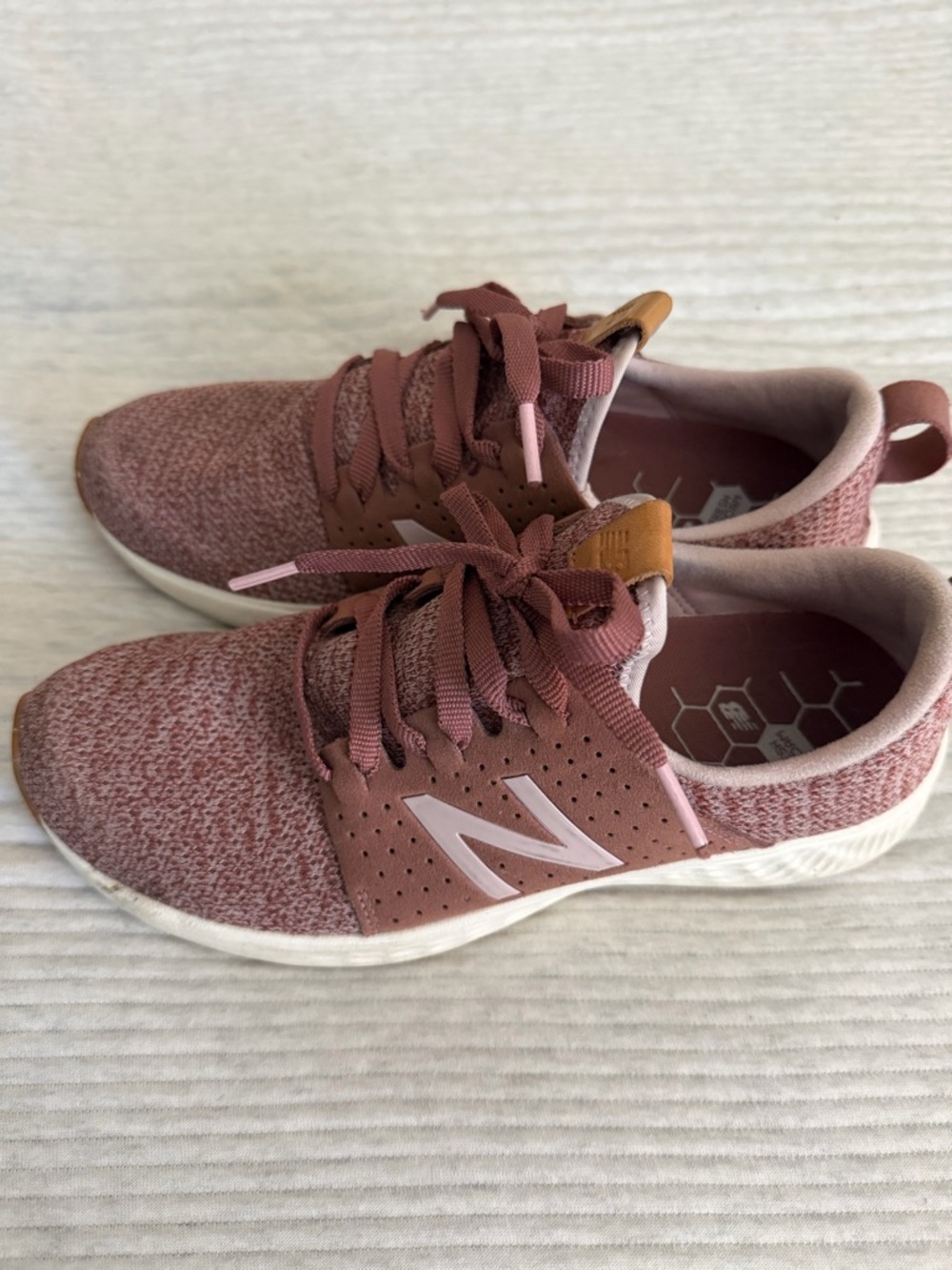 New Balance Pink Knit Lace-Up Sneakers